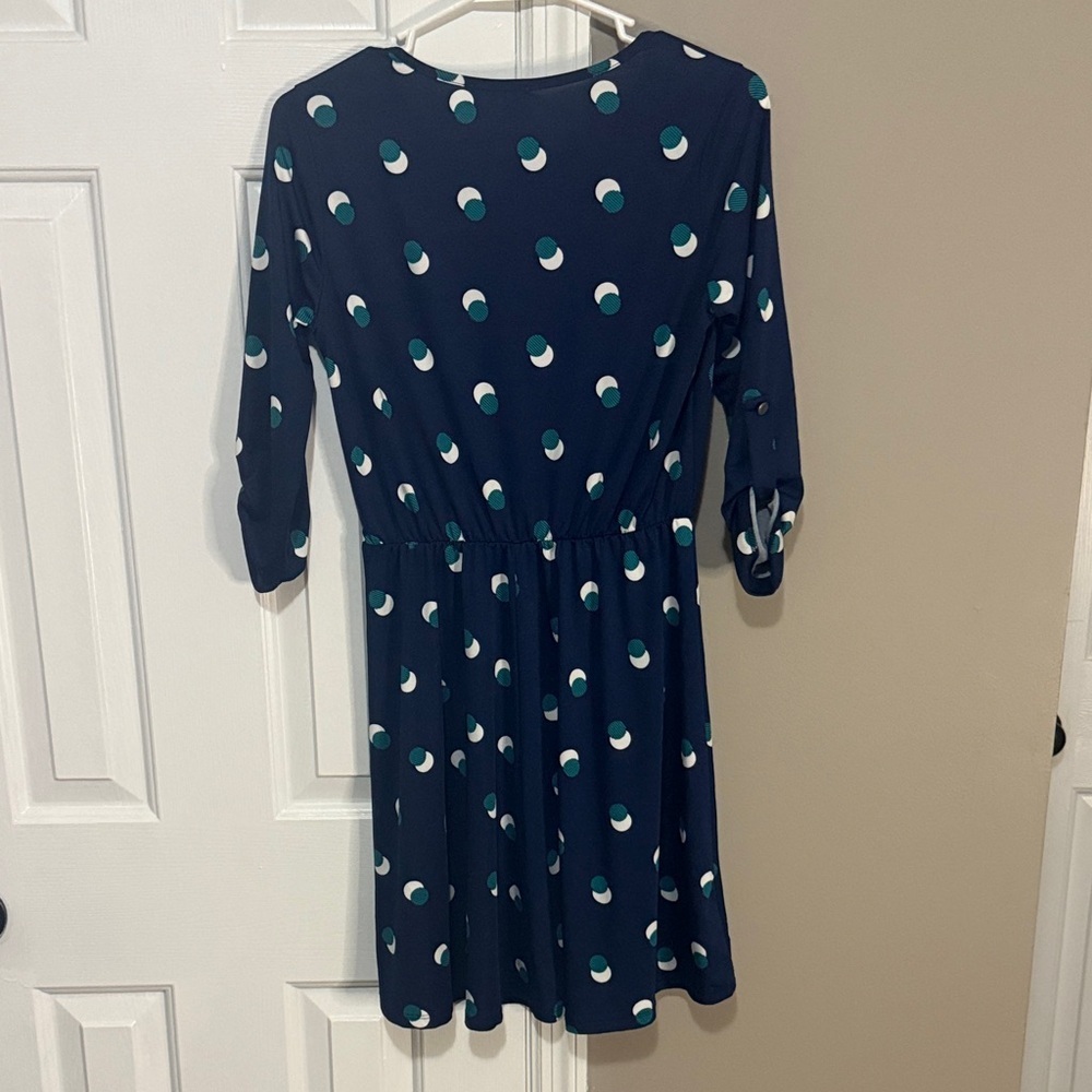 French Grey Teal and White Polka Dot Dress size Small NWOT - Picture 4 of 5
